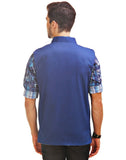 Chokore Men's Reversible Blue with White Checks / Blue Cotton Nehru Jacket