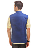 Chokore Men's Reversible Yellow with Blue Stripes / Blue Cotton Nehru Jacket