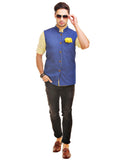 Chokore Men's Reversible Yellow with Blue Stripes / Blue Cotton Nehru Jacket