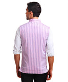 Chokore Men's Reversible Pink with White & Blue Checks / Blue Cotton Nehru Jacket