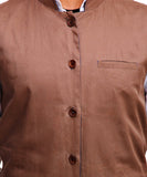 Chokore Men's Reversible Blue with Beige & White Stripes / Beige Cotton Nehru Jacket