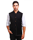 Chokore Men's Reversible Red & White Stripes / Black Cotton Nehru Jacket