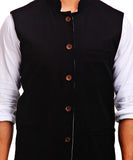 Chokore Men's Reversible Red & White Stripes / Black Cotton Nehru Jacket