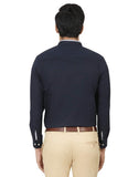 Chokore Men's Navy Blue Cotton Semi-formal Shirt with a White Placket
