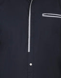 Chokore Men's Navy Blue Cotton Semi-formal Shirt with a White Placket
