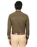 Chokore Men's Mehandi Green Cotton Semi-formal Shirt with a White Placket