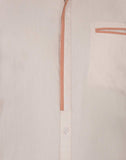 Chokore Men's White Cotton Semi-formal Shirt with an Orange Placket