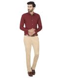Chokore Men's Red Cotton Semi-formal Shirt