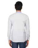 Chokore Men's White Cotton Casual Shirt with a Light Blue Placket