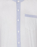Chokore Men's White Cotton Casual Shirt with a Light Blue Placket