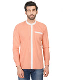 Chokore Men's Orange Cotton Casual Shirt with a White Placket