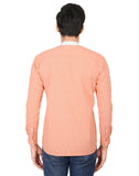 Chokore Men's Orange Cotton Casual Shirt with a White Placket