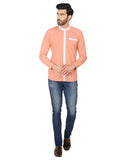 Chokore Men's Orange Cotton Casual Shirt with a White Placket