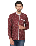 Chokore Men's Burgundy Cotton Casual Shirt with a White Placket
