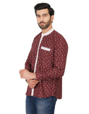 Chokore Men's Burgundy Cotton Casual Shirt with a White Placket
