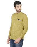 Chokore Men's Mehandi Green Cotton Casual Shirt