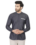 Chokore Men's Dark Grey Cotton Casual Shirt
