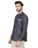 Chokore Men's Dark Grey Cotton Casual Shirt