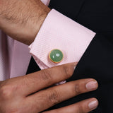 Chokore Mens Green agate stone Cufflinks