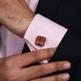 Chokore Natural Red Wooden Cufflinks For Men