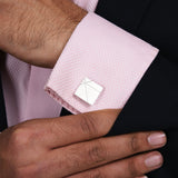 Chokore Silver color square shape Cufflinks For Men
