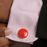 Chokore Red color Round shape Cufflinks