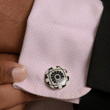 Chokore Black & White color Round shape Cufflinks