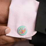 Chokore Light Blue color Elephant motif Round shape Cufflinks