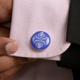 Chokore Cobalt Blue color Indian design motif Round shape Cufflinks