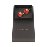 Chokore Burgundy color Round shape Cufflinks