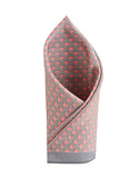 Chokore Grey and Red Silk Pocket Square - Indian At Heart line