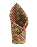 Chokore Green & Burgundy Silk Pocket Square - Indian At Heart line