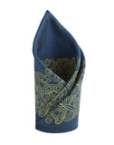 Chokore Blue & Yellow Silk Pocket Square - Indian At Heart line