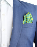 Chokore Sea Green And Lemon Green Silk Pocket square