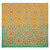 Chokore Men’s Silk 2-in-1 Pocket Square Indian At Heart Line (Sea Green and Orange)