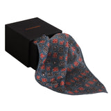 Chokore Blue Ajrakh Cotton Silk Pocket Square Indian Heart line
