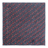 Chokore Blue Ajrakh Cotton Silk Pocket Square Indian Heart line