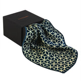 Chokore Blue & White Ajrakh Cotton Silk Pocket Square Indian Heart line