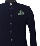 Chokore Blue & White Ajrakh Cotton Silk Pocket Square Indian Heart line