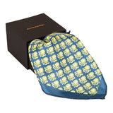 Chokore Blue & Yellow Silk Pocket Square - Indian At Heart line