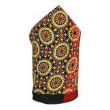 Chokore Two-in-One Black & Red Silk Pocket Square - Indian At Heart line