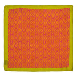 Chokore Rose Pink & Lemon Green Silk Pocket Square - Indian At Heart line
