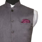 Chokore Magenta & Silver Silk Pocket Square -Indian At Heart line