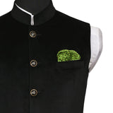 Chokore Green & Black Silk Pocket Square -Indian At Heart line