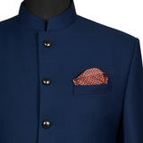 Chokore Red & Navy Blue Silk Pocket Square -Indian At Heart line