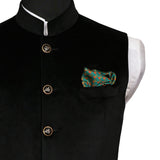 Chokore Dark Sea Green Silk Pocket Square -Indian At Heart line