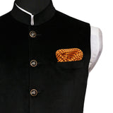 Chokore Tangerine & Chocolate Brown Silk Pocket Square -Indian At Heart line