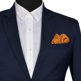 Chokore Tangerine & Chocolate Brown Silk Pocket Square -Indian At Heart line