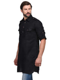 Chokore Black Solid Straight Kurta
