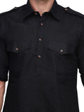 Chokore Black Solid Straight Kurta